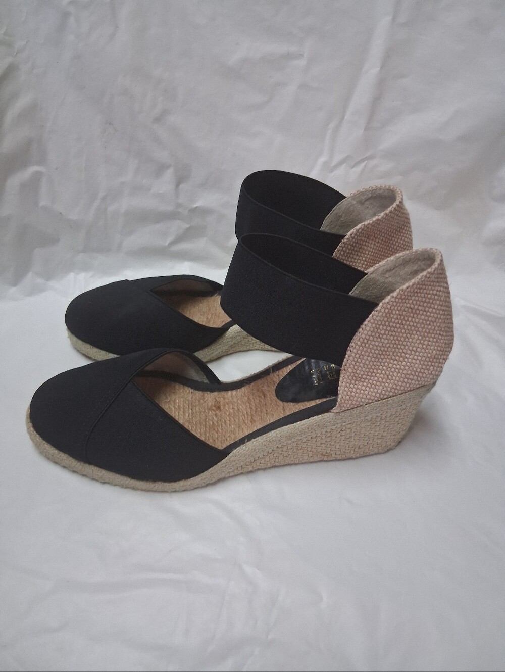 Lauren Ralph Lauren Black Espadrille Wedge Sandals Women Sz 7B Preowned